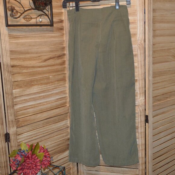 Miss Selfridge 4 Olive High Waist Cropped Pants Wide Leg - Picture 4 of 7